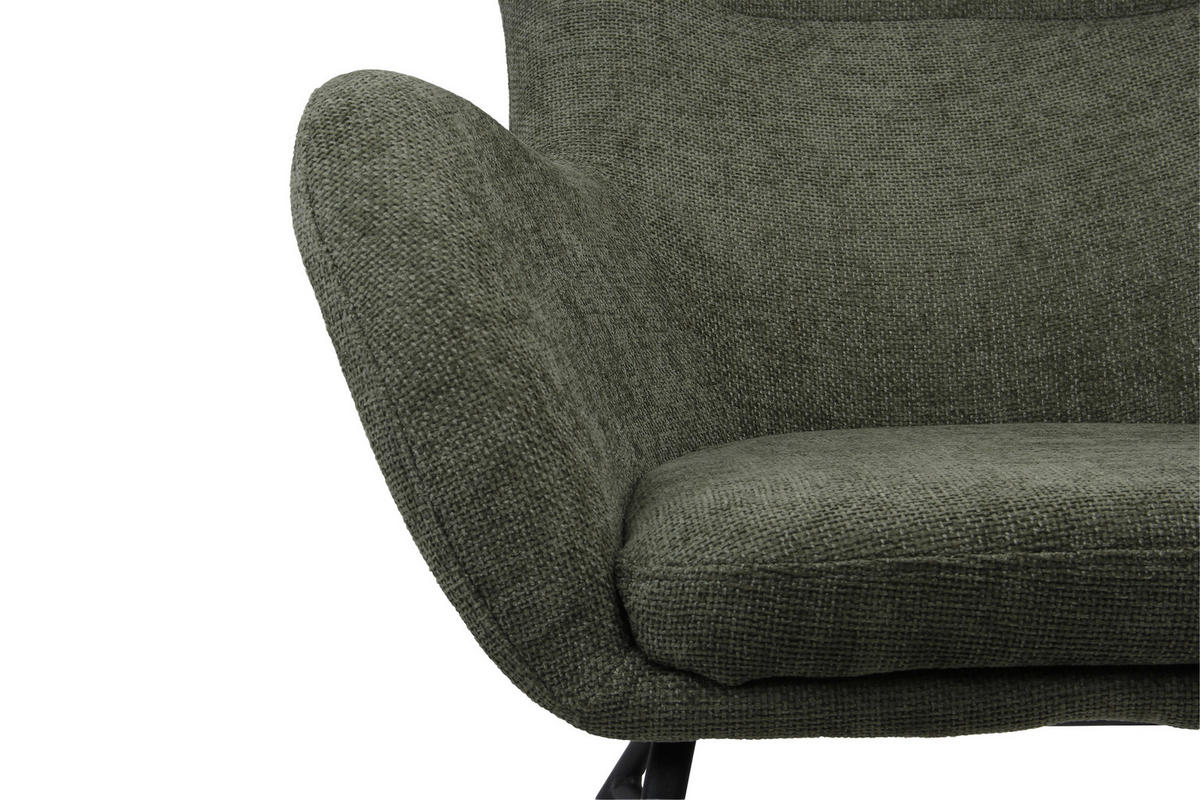 SESSEL in Bouclé Grün  - Schwarz/Grün, MODERN, Textil/Metall (77/106.5/84cm) - Livetastic