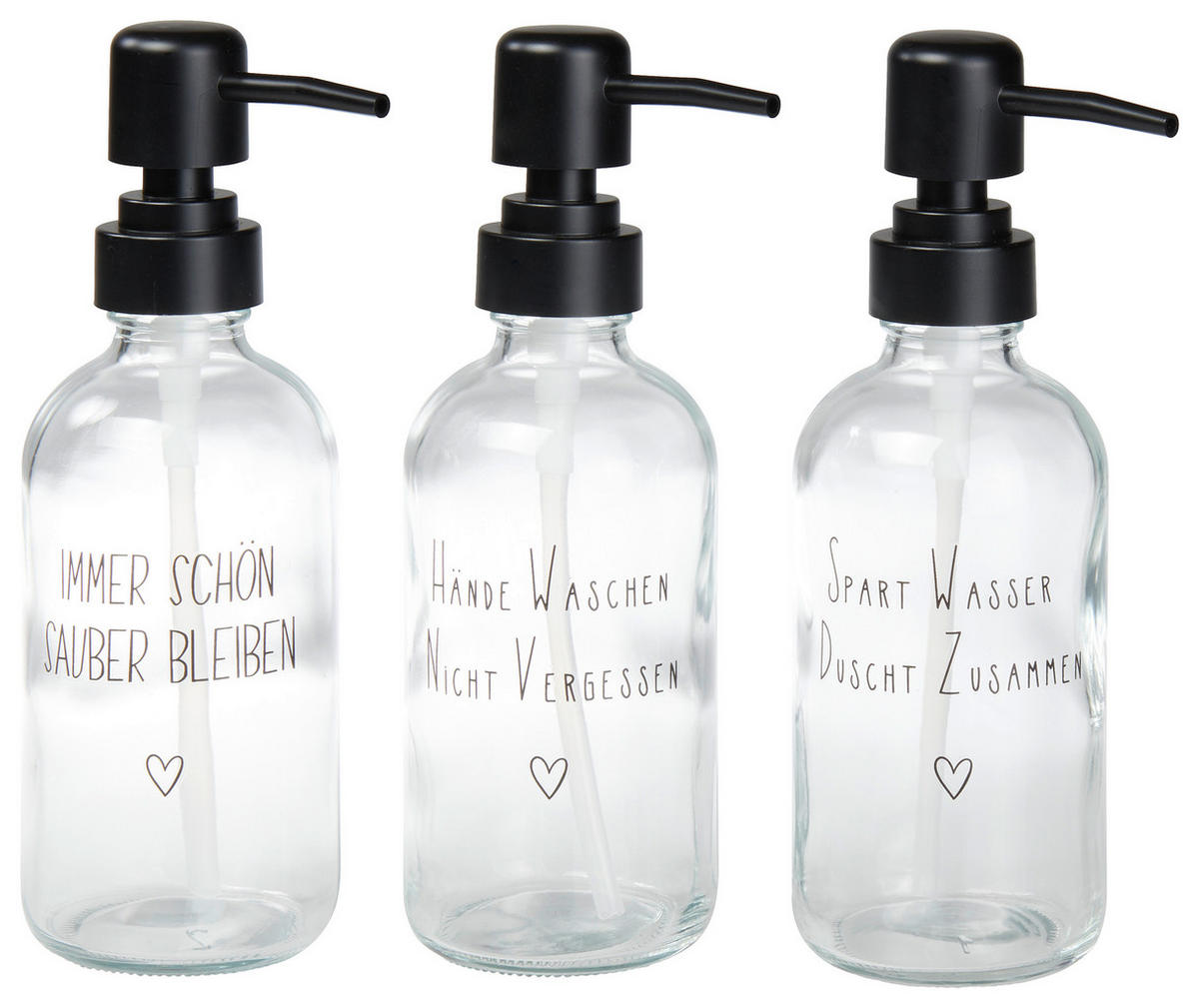 SEIFENSPENDER Kunststoff, Glas  - Transparent/Schwarz, Basics, Glas/Kunststoff (9/6/19cm)
