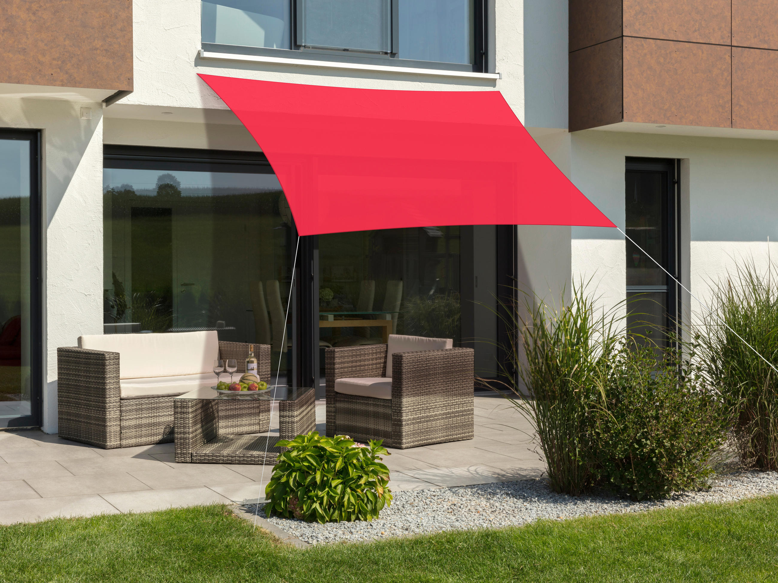 GARTENSONNENSEGEL - Rot, Basics, Textil (250/0,3/300cm) - Schneider