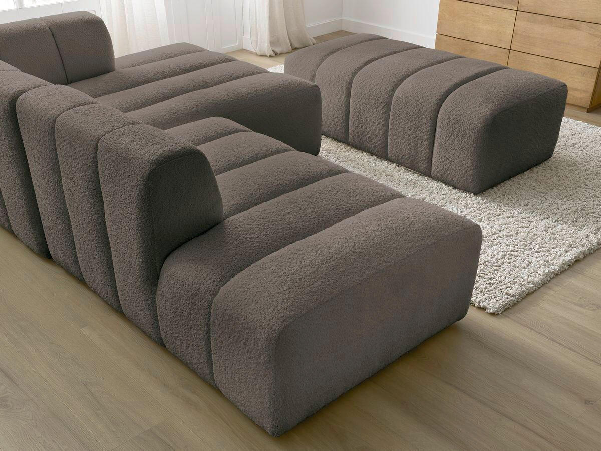ECKSOFA Ottomane rechts  ANNECY Taupe Bouclé  - Taupe/Schwarz, MODERN, Kunststoff/Textil (262/170cm)