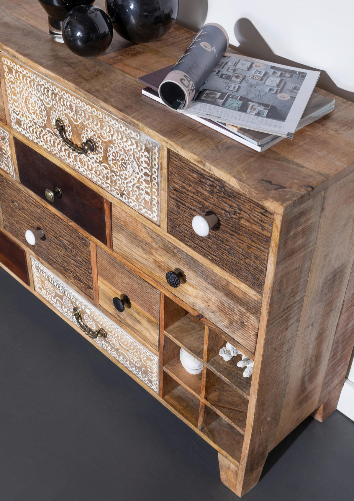 SIDEBOARD  in 114/80/39 cm  - Dunkelbraun/Messingfarben, Design, Holz/Metall (114/80/39cm) - Landscape