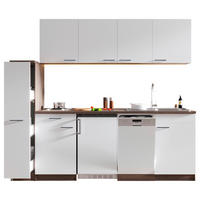 KÜCHENBLOCK 225 cm   in Weiß  - Eichefarben/Alufarben, Basics, Holzwerkstoff/Kunststoff (225cm) - Respekta