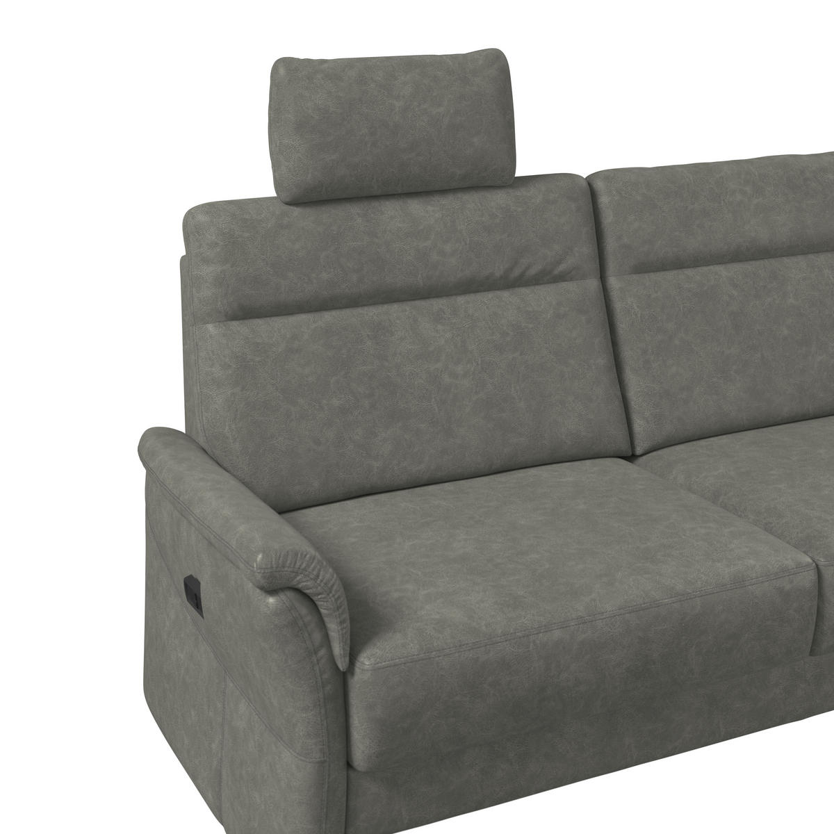 3,5-SITZER Mikrofaser Dunkelgrau  - Dunkelgrau/Schwarz, KONVENTIONELL, Kunststoff/Textil (205/98/91cm) - Elegando