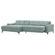 ECKSOFA  in Cord Mintgrün Rücken echt, Sitzvorzug  165/295 cm  - Schwarz/Mintgrün, KONVENTIONELL, Textil/Metall (165/295cm) - Carryhome