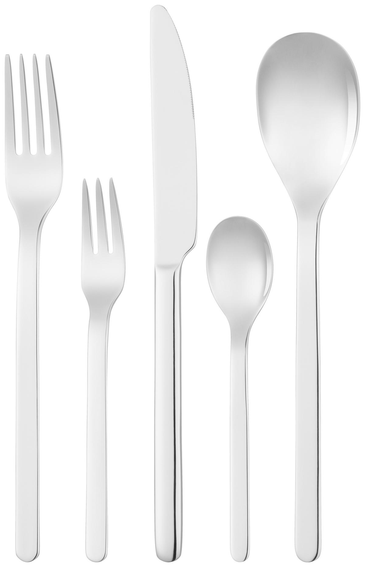BESTECK-SET 30-teilig Edelstahl  für 6 Personen  - Edelstahlfarben, Design, Metall - Dieter Knoll