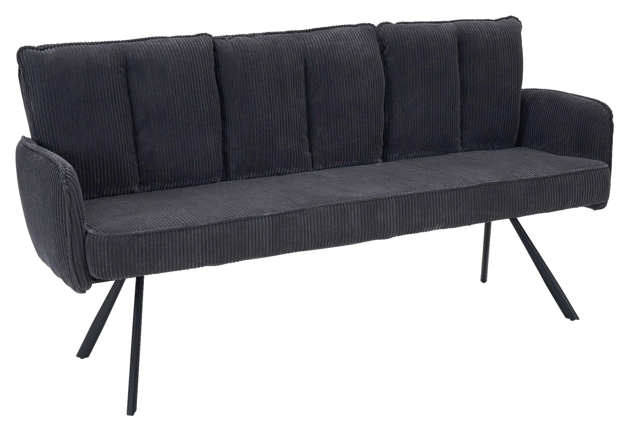 SITZBANK 180/93/67 cm Cord Dunkelgrau  - Dunkelgrau/Schwarz, Design, Textil/Metall (180/93/67cm) - Novel