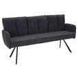 SITZBANK 180/93/67 cm Cord Dunkelgrau  - Dunkelgrau/Schwarz, Design, Textil/Metall (180/93/67cm) - Novel