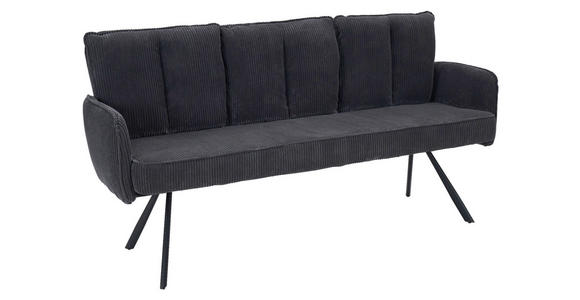 SITZBANK 180/93/67 cm Cord Dunkelgrau  - Dunkelgrau/Schwarz, Design, Textil/Metall (180/93/67cm) - Novel