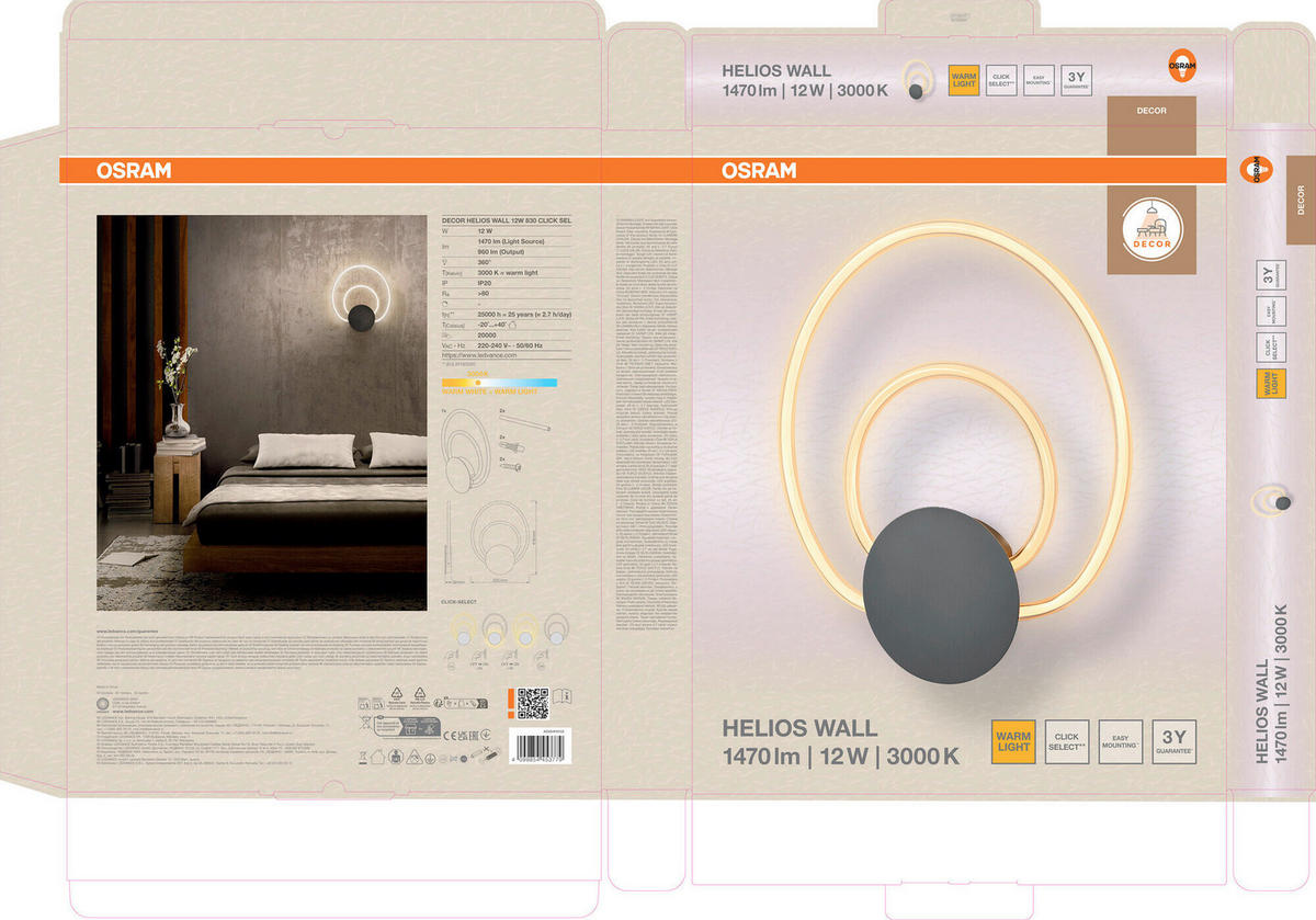 LED-WANDLEUCHTE 33.5/3.9/41.6 cm   - Dunkelgrau, Design, Kunststoff (33.5/3.9/41.6cm) - Osram