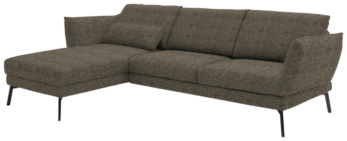 ECKSOFA in Flachgewebe Braun  175/277 cm  - Schwarz/Braun, Design, Textil/Metall (175/277cm) - Schöner Wohnen