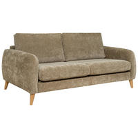 3-SITS SOFFA i sammet brun  - brun/ekfärgad, Klassisk, metall/trä (212/81/92cm) - Best Price