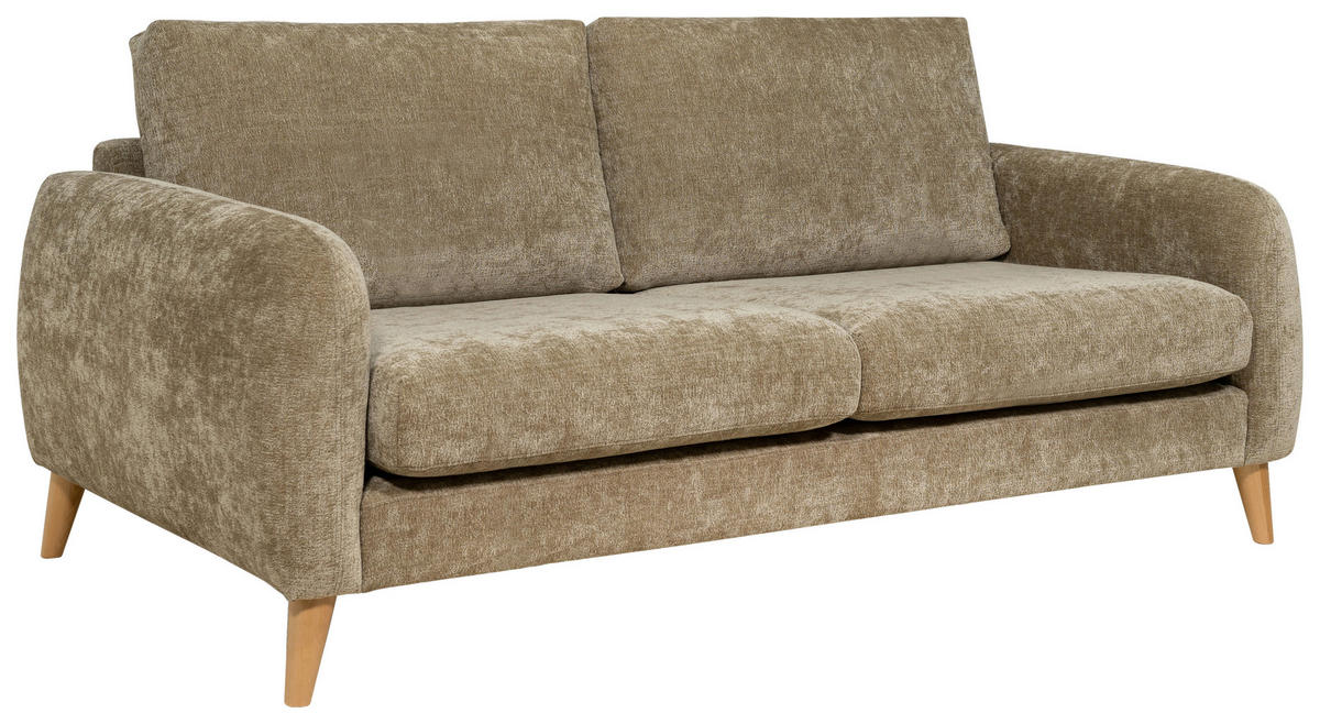3-SITS SOFFA i sammet brun  - brun/ekfärgad, Klassisk, metall/trä (212/81/92cm) - Best Price