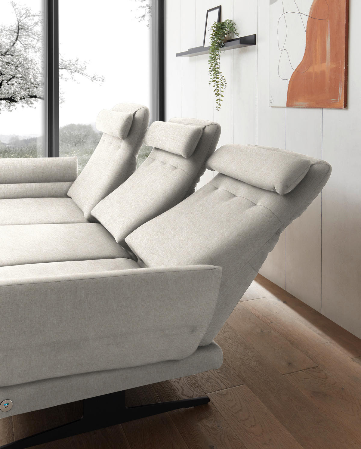 ECKSOFA  in Flachgewebe Naturfarben  176-217/279-327 cm  - Schwarz/Naturfarben, Design, Textil/Metall (176-217/279-327cm) - Dieter Knoll