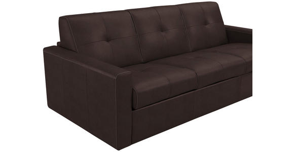SCHLAFSOFA Bard in Echtleder Dunkelbraun  - Dunkelbraun/Schwarz, KONVENTIONELL, Leder/Kunststoff (206/81/96cm) - Novel