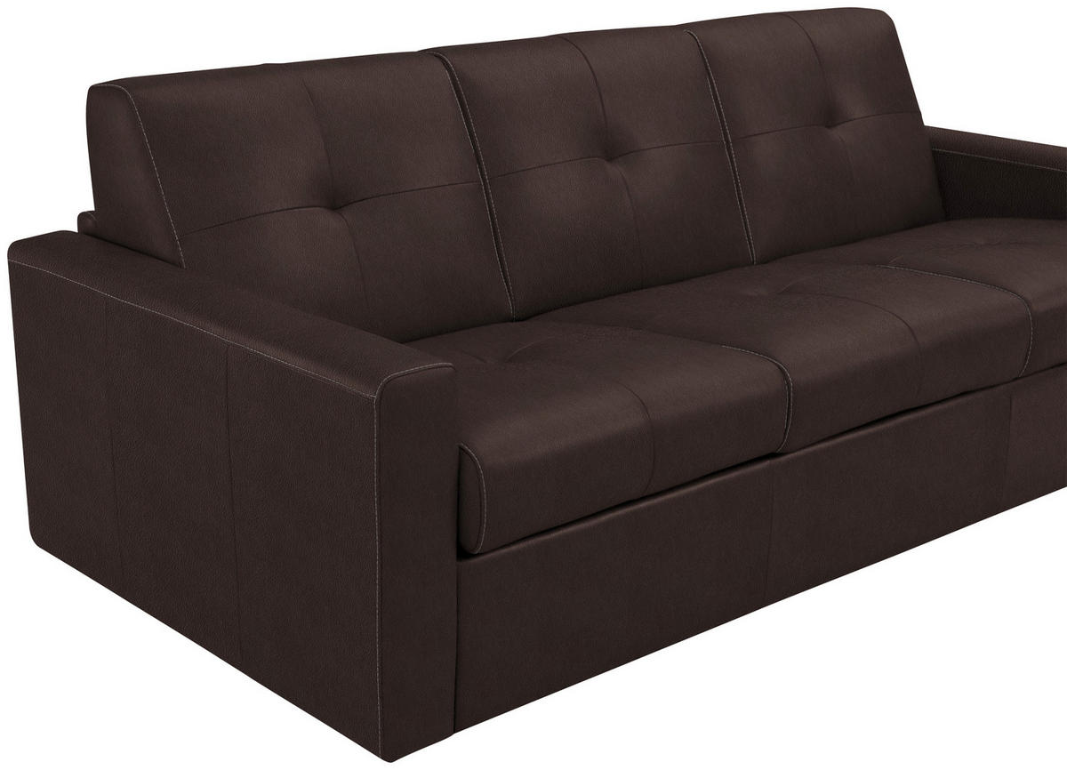 SCHLAFSOFA Dunkelbraun  - Dunkelbraun/Schwarz, Konventionell, Leder/Kunststoff (206/81/96cm) - Novel