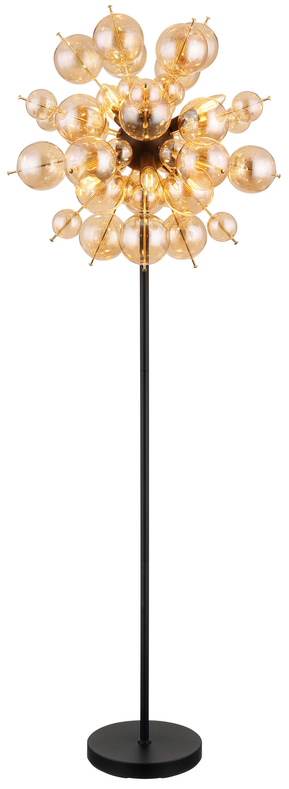 ÁLLÓLÁMPA - fekete/aranyszínű, Konventionell, Üveg/fém (55/155cm) - Globo