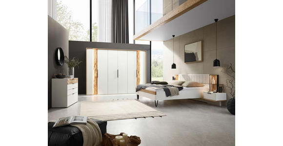 BETTANLAGE 180/200 cm  in Weiß, Wildeiche, Anthrazit, Naturfarben  - Wildeiche/Anthrazit, Design, Holz/Holzwerkstoff (180/200cm) - Dieter Knoll