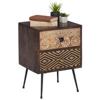 Noptieră, 40/55/35 cm, masiv lemn de mango multicolor, maro închis - multicolor/maro închis, Lifestyle, metal/lemn (40/55/35cm) - Landscape