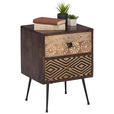 NACHTSCHRANK 40/55/35 cm Mangoholz massiv  - Dunkelbraun/Messingfarben, LIFESTYLE, Holz/Metall (40/55/35cm) - Landscape