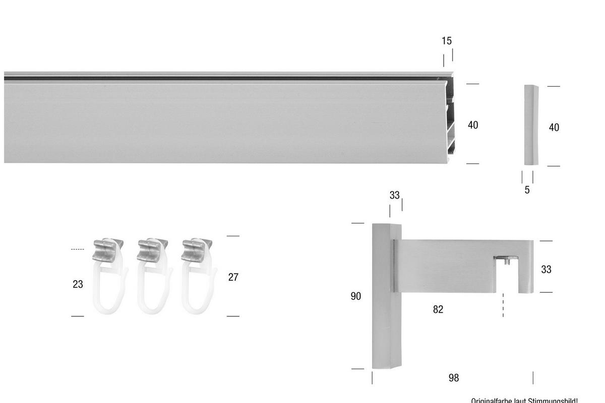 VORHANGSCHIENE  260 cm  - Grau, Basics, Metall (260cm)