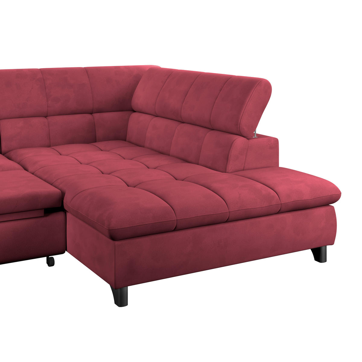 ECKSOFA Rot Chenille  - Chromfarben/Rot, KONVENTIONELL, Textil/Metall (312/234cm) - Livetastic