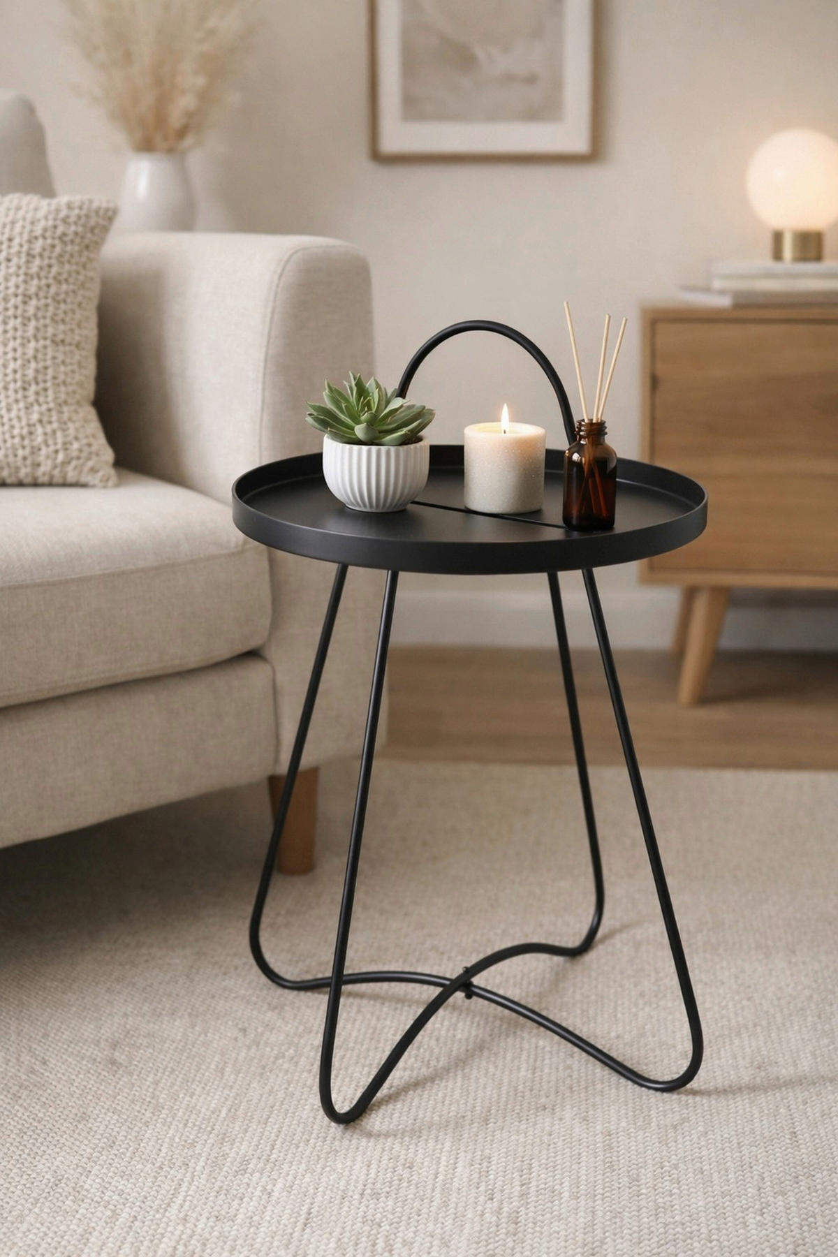 BEISTELLTISCH 40/40/57 cm Schwarz rund  - Schwarz, Design, Metall (40/40/57cm) - MID.YOU