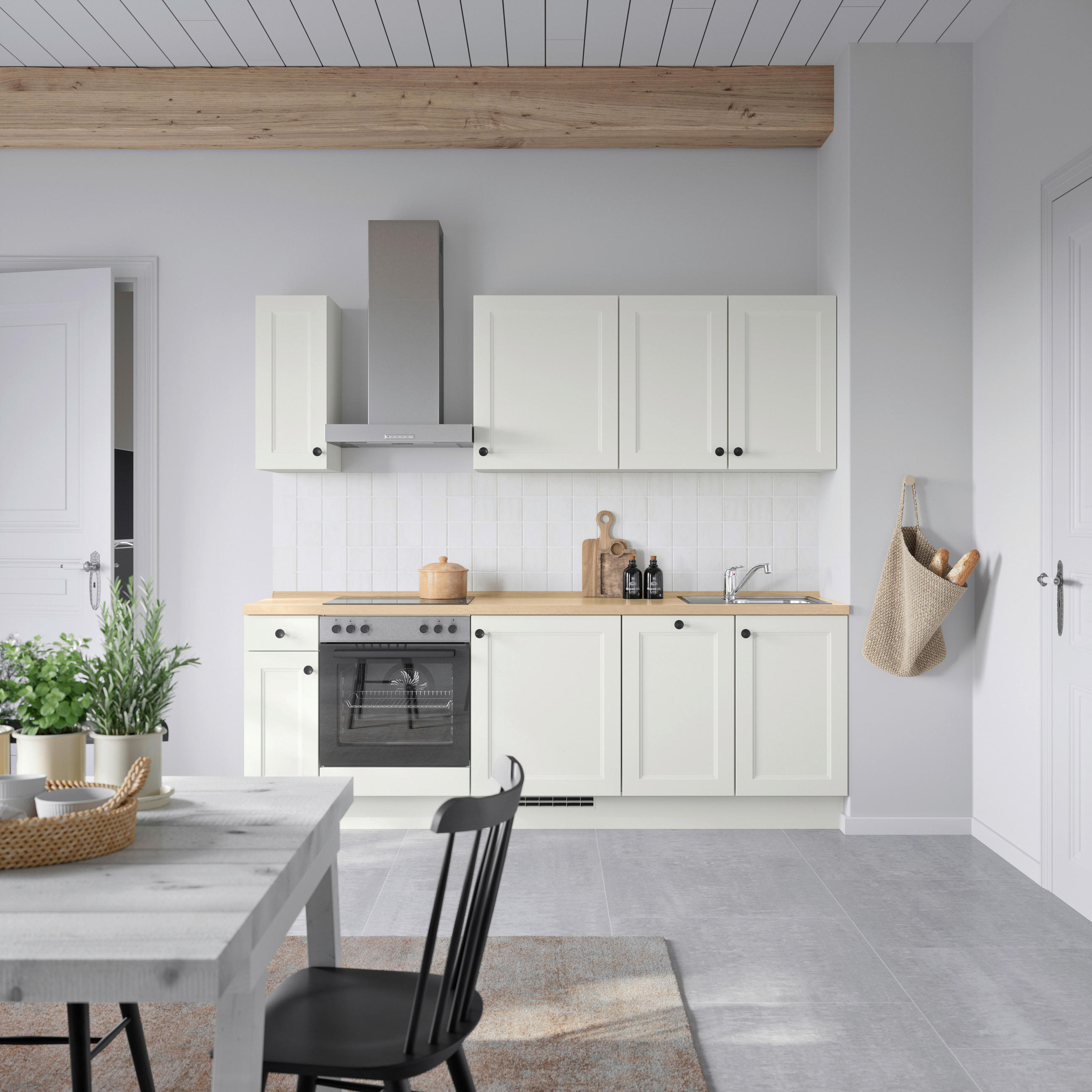 KÜCHENBLOCK 240 cm   in Weiß, Eichefarben  - Eichefarben/Schwarz, MODERN, Holzwerkstoff/Metall (240cm) - Nobilia