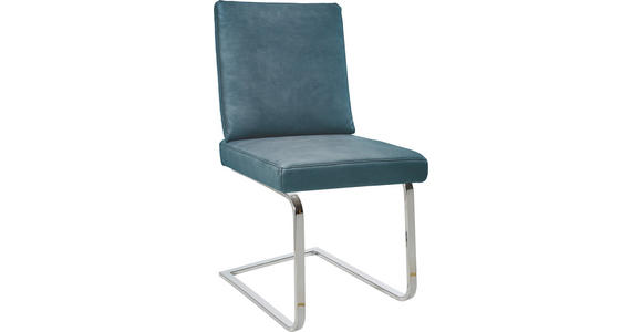 SCHWINGSTUHL in Stahl Mikrofaser - Chromfarben/Graublau, Design, Textil/Metall (46/92/60cm) - Dieter Knoll