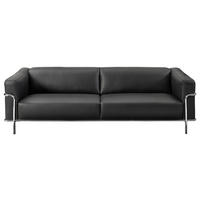 3-SITZER-SOFA Echtleder Schwarz  - Chromfarben/Schwarz, Design, Leder/Metall (236/67/96cm) - Johann Jakob