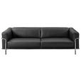 3-SITZER-SOFA Mandia in Echtleder Schwarz  - Chromfarben/Schwarz, Design, Leder/Metall (236/67/96cm) - Johann Jakob