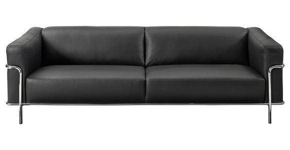 3-SITZER-SOFA Mandia in Echtleder Schwarz  - Chromfarben/Schwarz, Design, Leder/Metall (236/67/96cm) - Johann Jakob