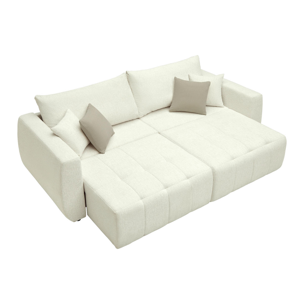 SCHLAFSOFA in Chenille, Jacquard Beige  - Beige/Schwarz, Kunststoff/Textil (245/74-90/104cm) - MID.YOU