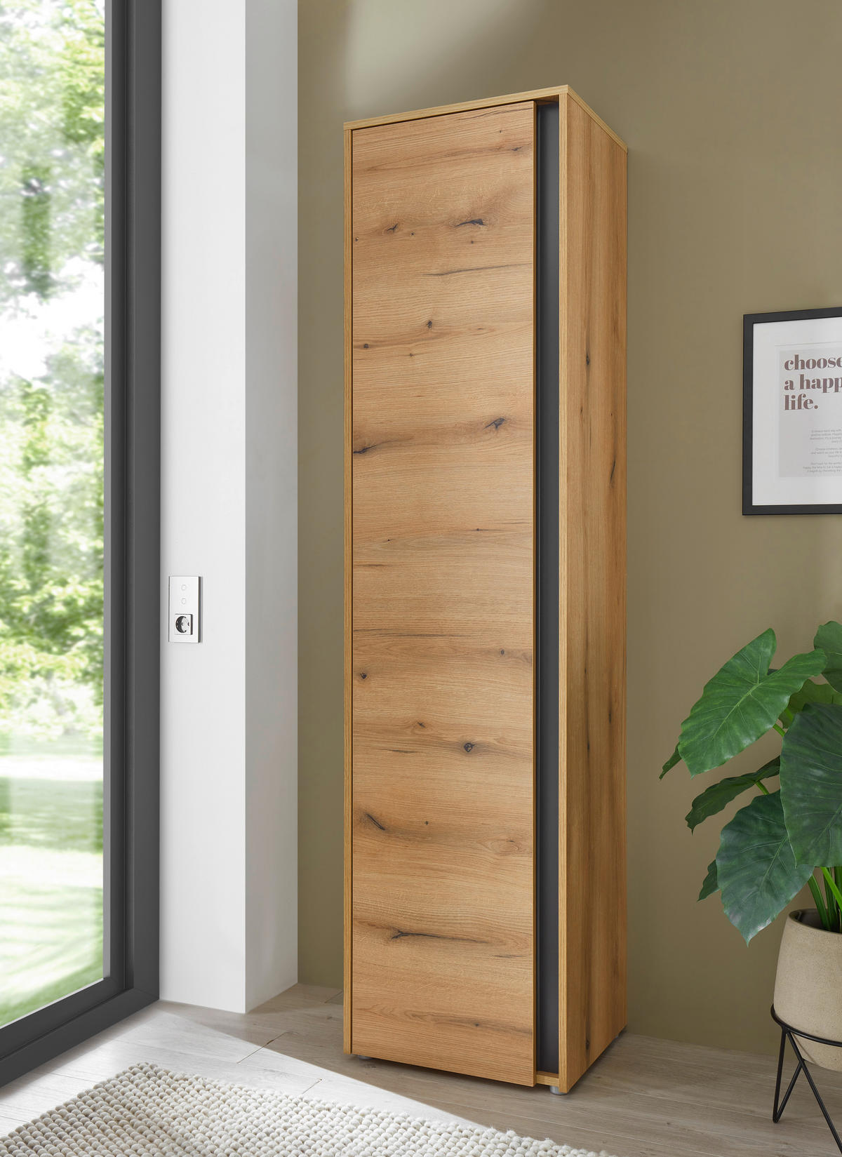 GARDEROBENSCHRANK  in 50/200/40 cm  - Eichefarben/Anthrazit, Design, Holzwerkstoff/Kunststoff (50/200/40cm) - Modante