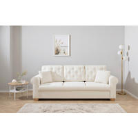 SCHLAFSOFA in Chenille Creme  - Buchefarben/Creme, Design, Holz/Textil (240/94/98cm) - MID.YOU