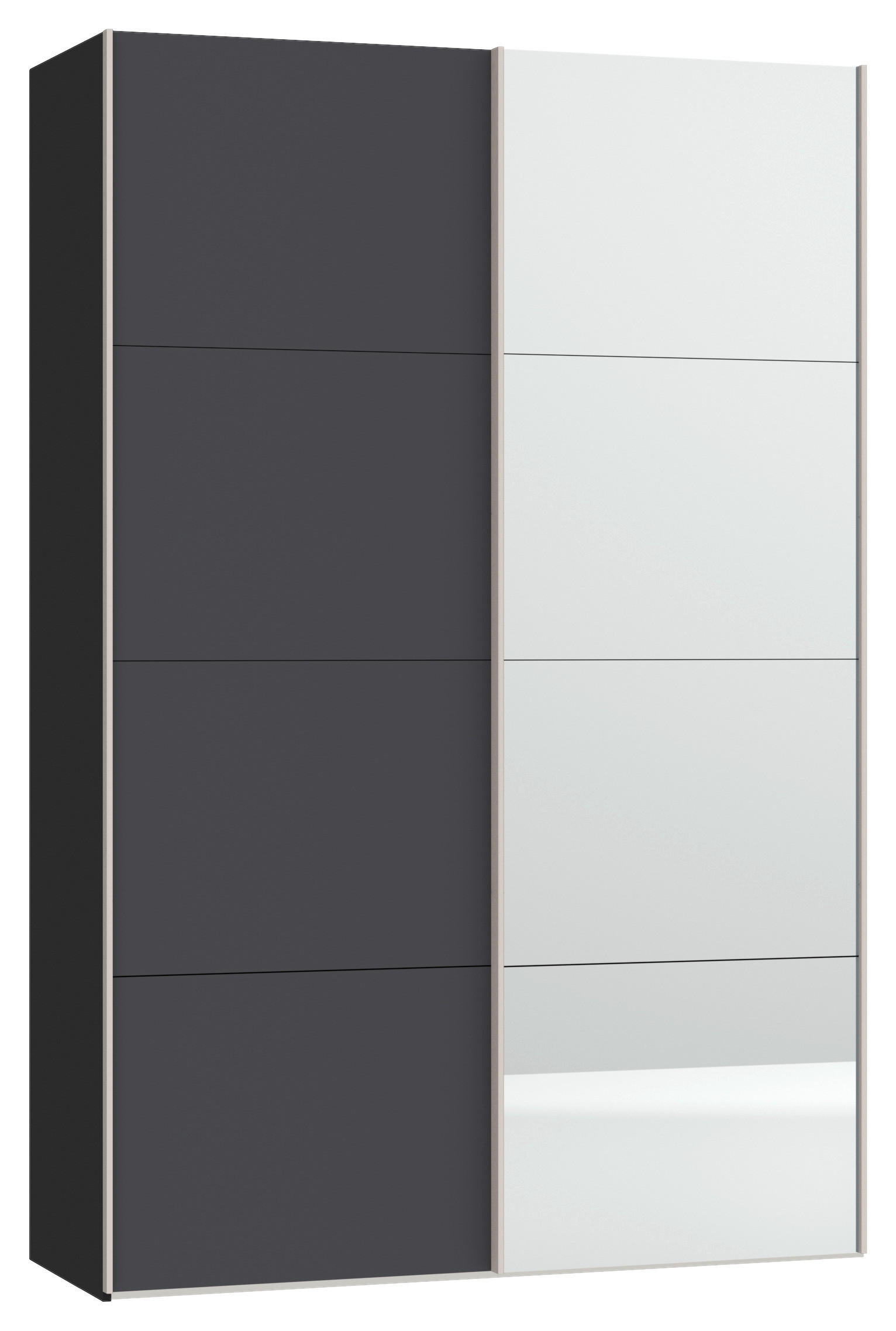 SCHWEBETÜRENSCHRANK 152/236/65 cm 2-türig Anthrazit, Schwarz  - Edelstahlfarben/Anthrazit, Design, Glas/Holzwerkstoff (152/236/65cm) - Boxxx