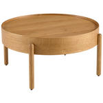 COUCHTISCH Eiche furniert, massiv 77/77/39 cm rund Eichefarben  - Eichefarben, Design, Holz/Holzwerkstoff (77/77/39cm) - Ambia Home