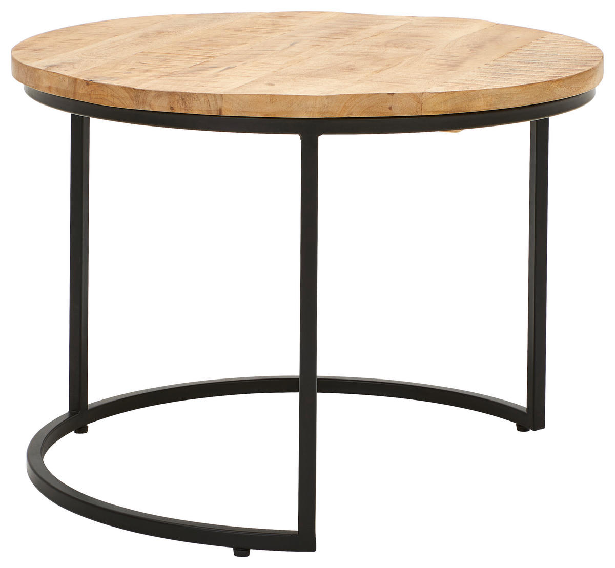 COUCHTISCH Mangoholz massiv 60-75/60-75/40-50 cm rund Naturfarben, Schwarz  - Schwarz/Naturfarben, Natur, Holz/Metall (60-75/60-75/40-50cm) - Livetastic