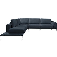 ECKSOFA  in Leinwand Blau  271/318 cm  - Blau/Schwarz, Design, Textil/Metall (271/318cm) - Belluti