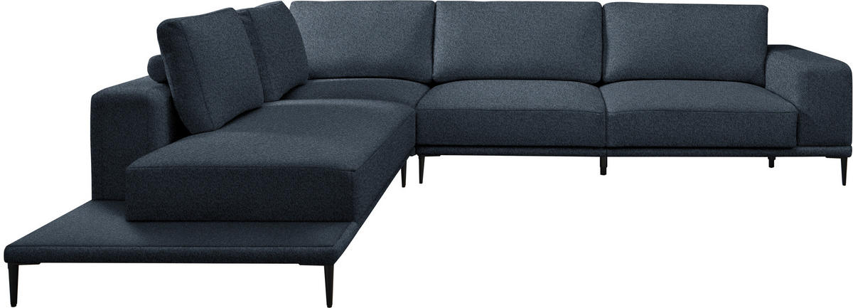 ECKSOFA  in Leinwand Blau  271/318 cm  - Blau/Schwarz, Design, Textil/Metall (271/318cm) - Belluti