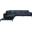 ECKSOFA  in Leinwand Blau  271/318 cm  - Blau/Schwarz, Design, Textil/Metall (271/318cm) - Belluti