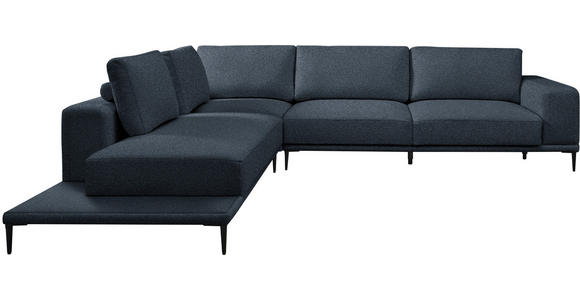 ECKSOFA  in Leinwand Blau  271/318 cm  - Blau/Schwarz, Design, Textil/Metall (271/318cm) - Belluti
