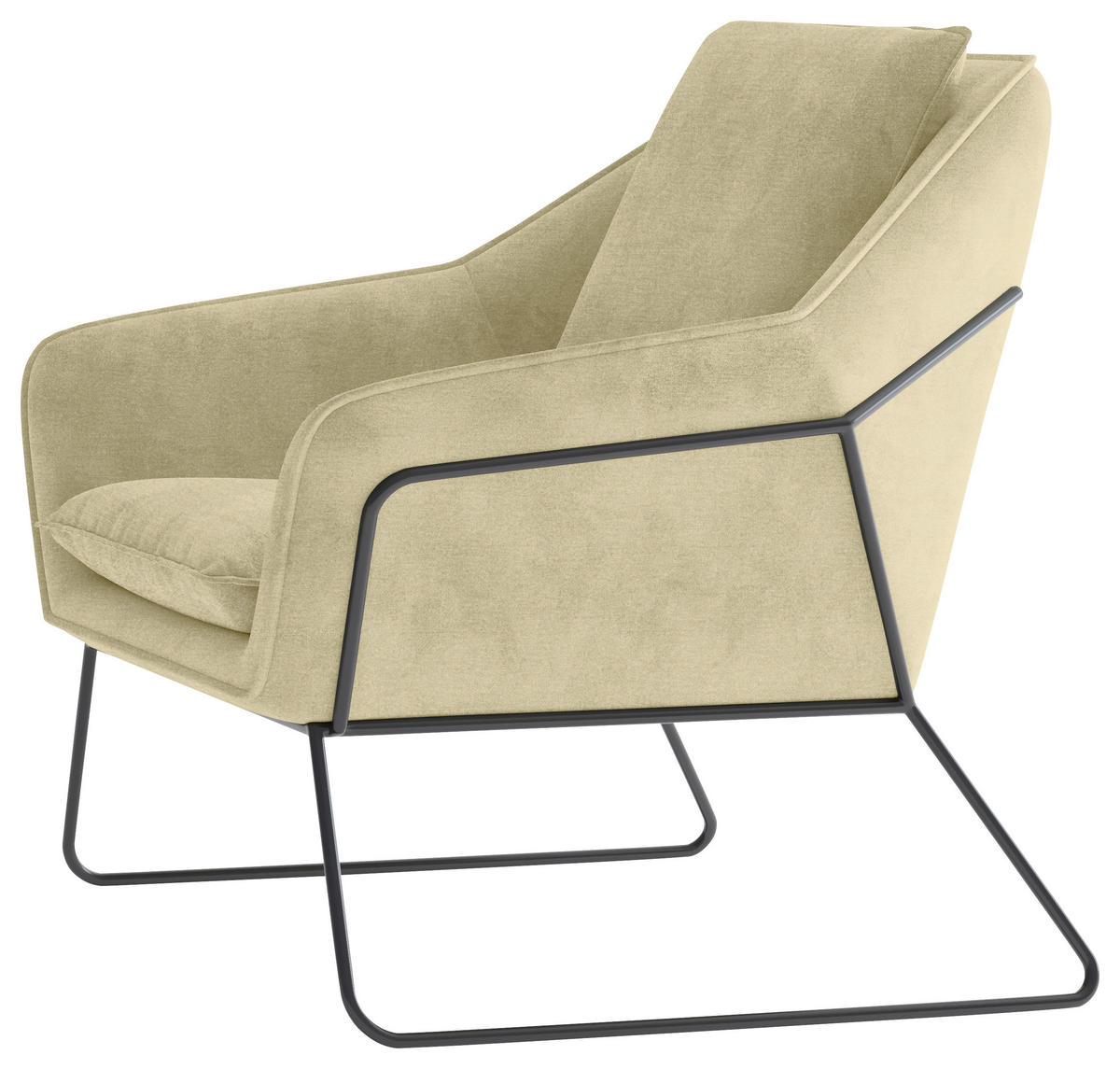 SESSEL in Flachgewebe Beige  - Beige/Schwarz, Design, Textil/Metall (78/85/85cm) - Livetastic