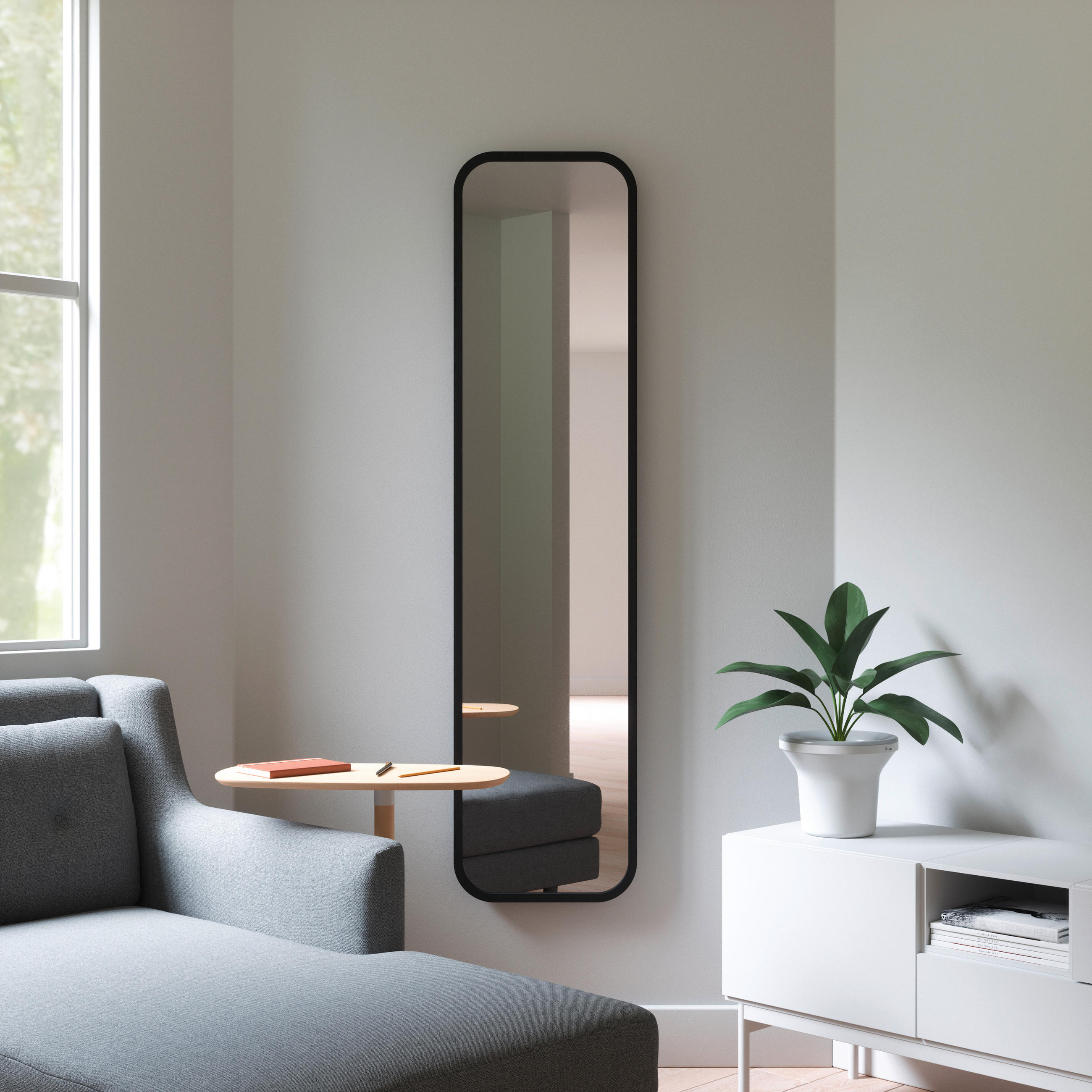 STANDSPIEGEL 37/157/5 cm - Schwarz, Basics, Glas/Kunststoff (37/157/5cm) - Umbra