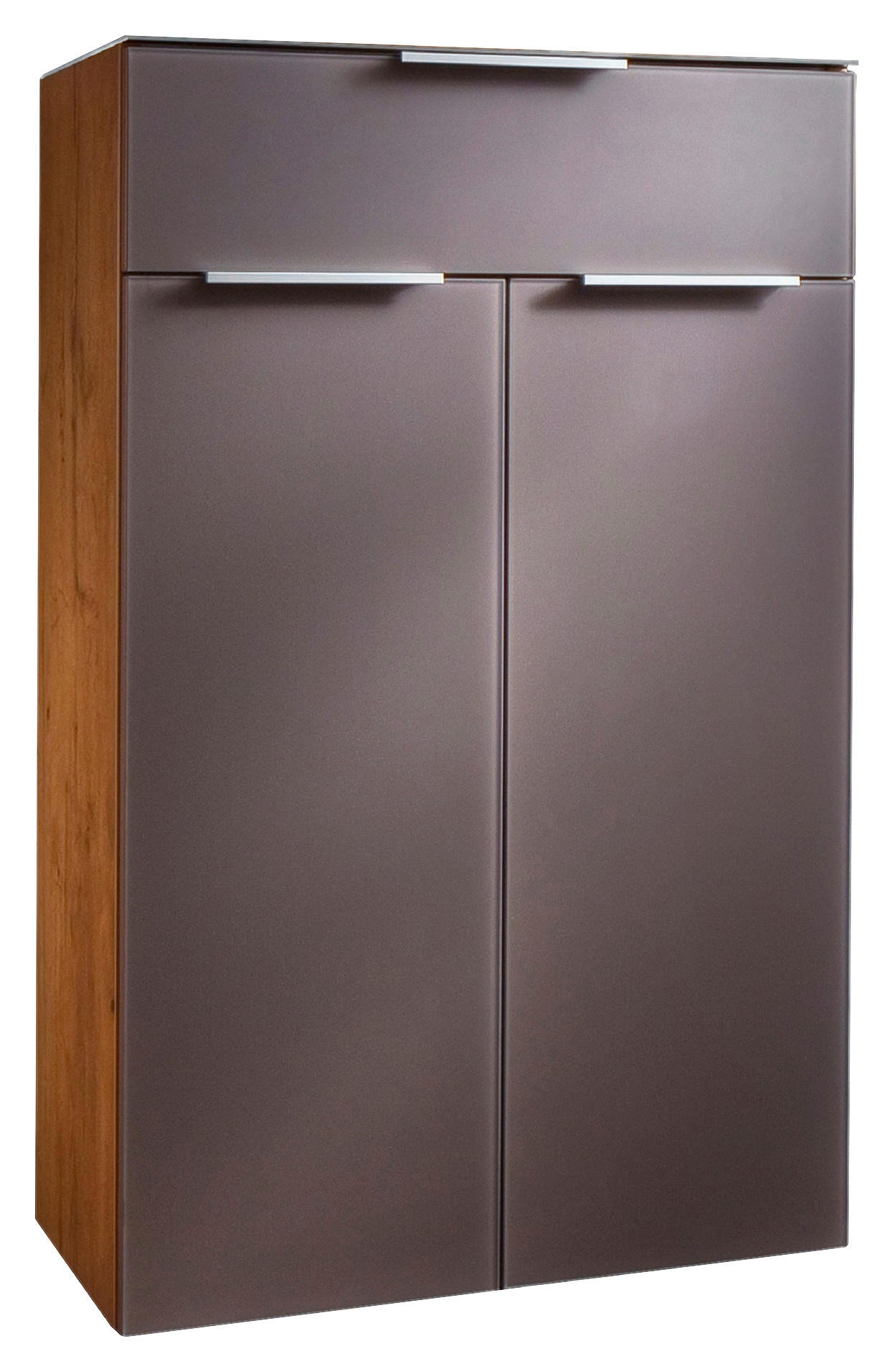 KOMMODE Grau, Eichefarben - Eichefarben/Silberfarben, KONVENTIONELL, Glas/Holzwerkstoff (61/101/36cm) - Cassando