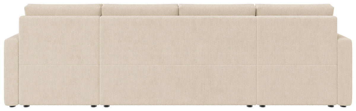 WOHNLANDSCHAFT Elfenbein Cord  - Elfenbein/Schwarz, KONVENTIONELL, Kunststoff/Textil (152/290/152cm) - Ti'me
