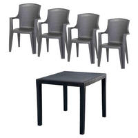 GARTENTISCHGRUPPE  - Anthrazit, KONVENTIONELL, Kunststoff (77/77/72cm) - Gardenson