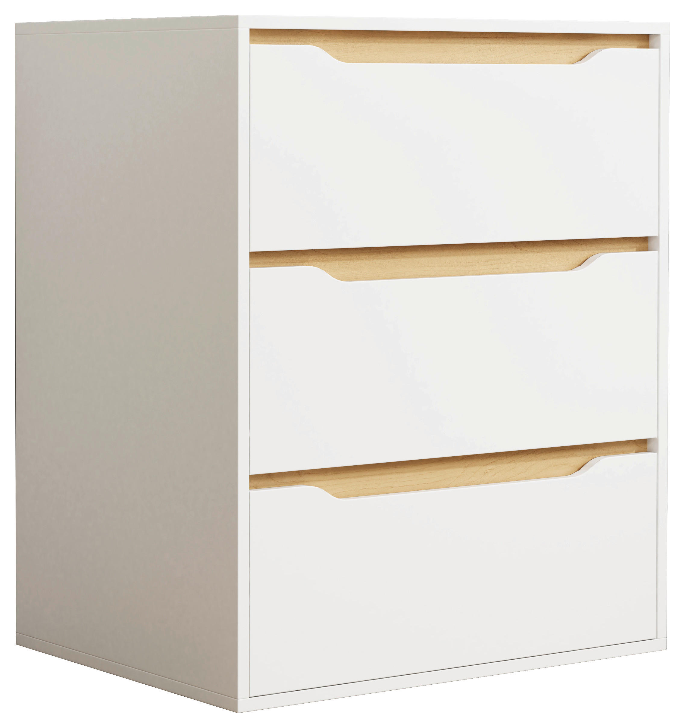 BYRÅ 65/78/48 cm  - vit/honungsek, Design, trämaterial (65/78/48cm) - MID.YOU
