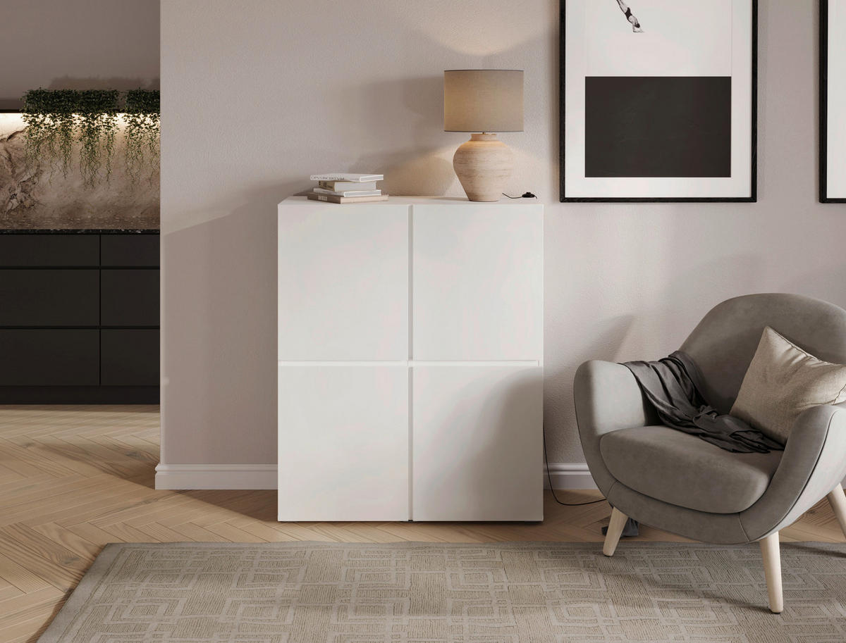 HIGHBOARD  99,4/119,4/39,8 cm  - Silberfarben/Weiß, Design, Holzwerkstoff/Kunststoff (99,4/119,4/39,8cm) - Xora