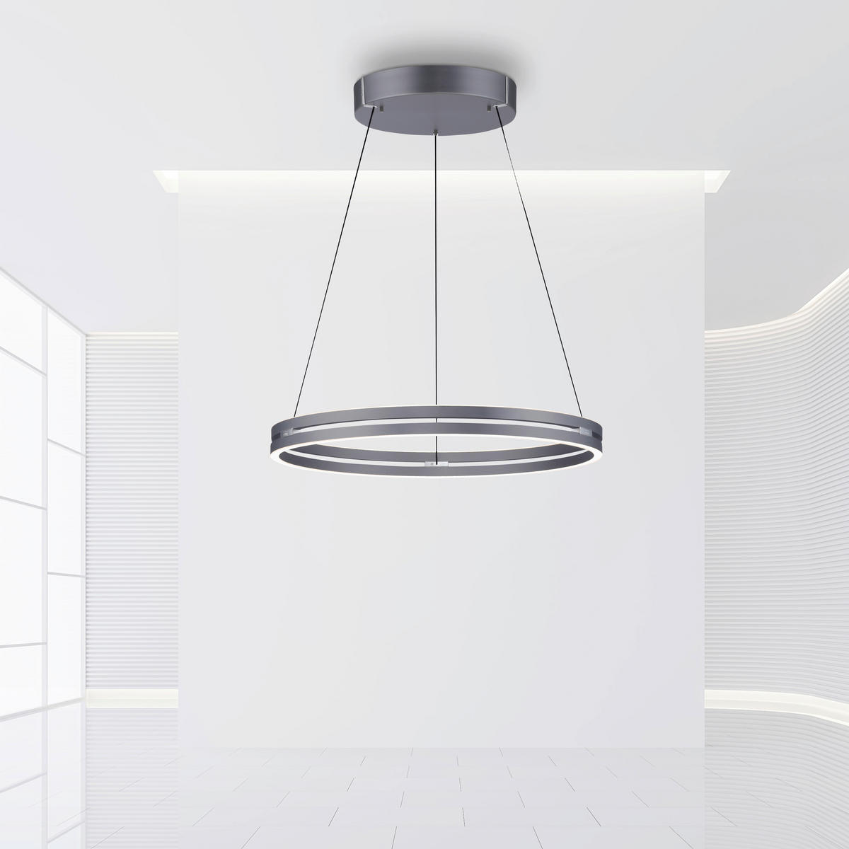LED-HÄNGELEUCHTE Pure-Loop 70.1/70.1/40-350 cm  - Grau, Design, Kunststoff/Metall (70.1/70.1/40-350cm) - Neuhaus PURE