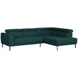 ECKSOFA in Struktur Petrol  280/205 cm  - Petrol/Schwarz, Design, Textil/Metall (280/205cm) - Xora